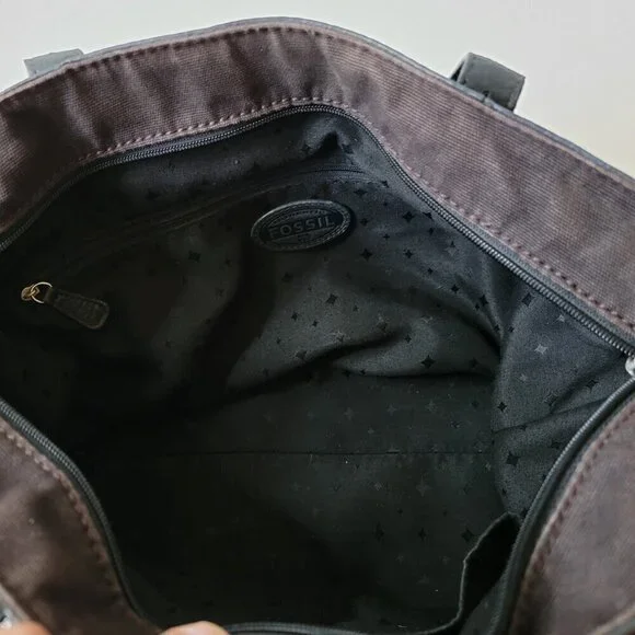 FOSSIL Black Leather Maddox XL Laptop Work Tote Shoulder Bag - Picture 8 of 13